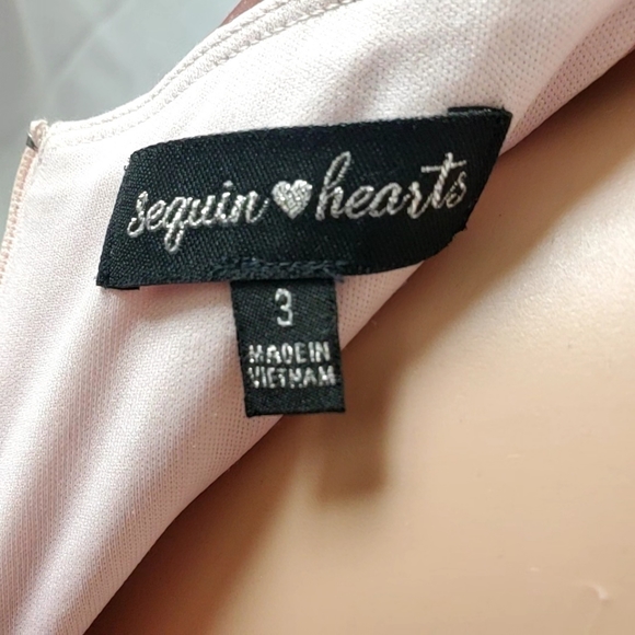 NWT Sequin Hearts Buff Satin Long Dress 3 - Picture 9 of 16